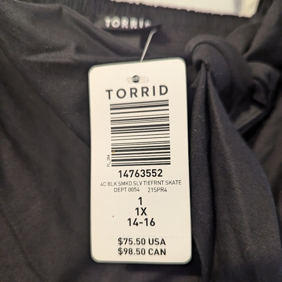 Black Poplin Tie Front Skater Dress - Picture 6 of 6